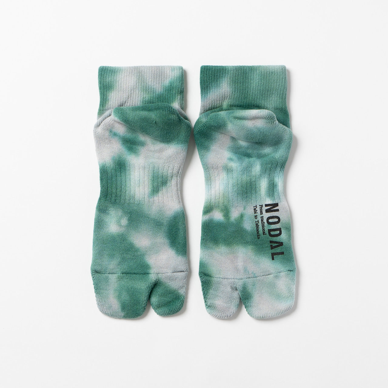NODAL Tabi Sock – Tie Dye Light Grey/Green | Made in Japan