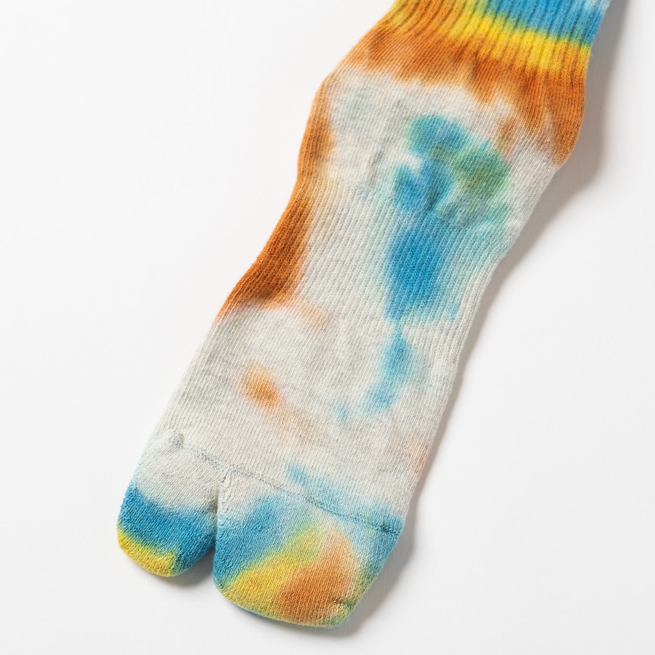 NODAL Tie-Dye Tabi Socks - Orange Long Split-Toe | Made in Japan